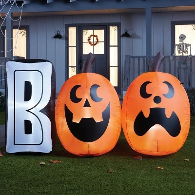 Hyde & EEK! Boutique 6' LED Boo with Pumpkins Inflatable Halloween Decoration - Hyde & EEK! Boutique™ 3 Hyde & EEK! Boutique 6' LED Boo with Pumpkins Inflatable Halloween Decoration - Hyde & EEK! Boutique™