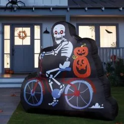 Hyde Boutique 9 Hyde & EEK! Boutique 5' LED Skeleton on Bike Inflatable Halloween Decoration - Hyde & EEK! Boutique™