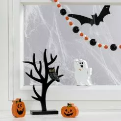 Hyde & EEK! Boutique Mini Mantel Wood Tree with Pumpkin and Ghosts Halloween Decorative Prop - Hyde & EEK! Boutique™