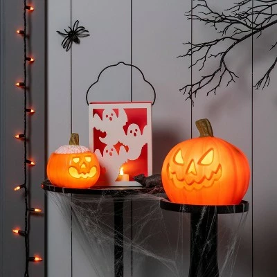 Hyde & EEK! Boutique 9" Light Up Pumpkin Orange Halloween Decorative Prop - Hyde & EEK! Boutique™ 3 Hyde & EEK! Boutique 9" Light Up Pumpkin Orange Halloween Decorative Prop - Hyde & EEK! Boutique™