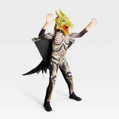 Kids' Light Up and Sound Skeletal Dragon Halloween Costume Jumpsuit with Mask and Wings - Hyde & EEK! Boutique™ 4 Kids' Light Up and Sound Skeletal Dragon Halloween Costume Jumpsuit with Mask and Wings - Hyde & EEK! Boutique™ - Image 2