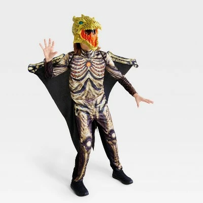 Kids' Light Up and Sound Skeletal Dragon Halloween Costume Jumpsuit with Mask and Wings - Hyde & EEK! Boutique™ 6 Kids' Light Up and Sound Skeletal Dragon Halloween Costume Jumpsuit with Mask and Wings - Hyde & EEK! Boutique™ - Image 4