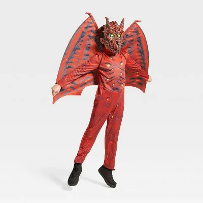 Kids' Light Up Red Dragon Halloween Costume Jumpsuit with Mask and Wings - Hyde & EEK! Boutique™ 4 Kids' Light Up Red Dragon Halloween Costume Jumpsuit with Mask and Wings - Hyde & EEK! Boutique™ - Image 2