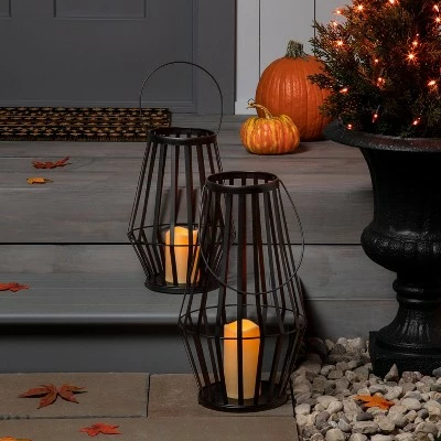 Hyde & EEK! Boutique 18" Light Up Metal Slat Black Halloween Decorative Lantern - Hyde & EEK! Boutique™ 3 Hyde & EEK! Boutique 18" Light Up Metal Slat Black Halloween Decorative Lantern - Hyde & EEK! Boutique™