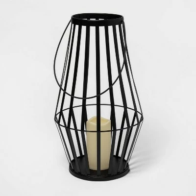 Hyde & EEK! Boutique 18" Light Up Metal Slat Black Halloween Decorative Lantern - Hyde & EEK! Boutique™ 4 Hyde & EEK! Boutique 18" Light Up Metal Slat Black Halloween Decorative Lantern - Hyde & EEK! Boutique™ - Image 2