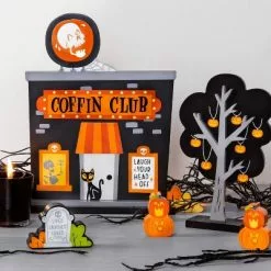 Hyde & EEK! Boutique 4pc Mini Mantel Wood Accessory Tree and Pumpkins Halloween Decorative Prop - Hyde & EEK! Boutique™