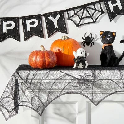 Hyde & EEK! Boutique 80" Spider Lace Mantel Scarf Halloween Decorative Prop - Hyde & EEK! Boutique™ 3 Hyde & EEK! Boutique 80" Spider Lace Mantel Scarf Halloween Decorative Prop - Hyde & EEK! Boutique™