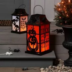 Hyde & EEK! Boutique Light Up Large Orange and Black Halloween Decorative Lantern - Hyde & EEK! Boutique™