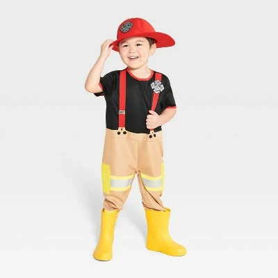 Toddler Fire Fighter Halloween Costume Jumpsuit with Hat - Hyde & EEK! Boutique™ 4 Toddler Fire Fighter Halloween Costume Jumpsuit with Hat - Hyde & EEK! Boutique™ - Image 2