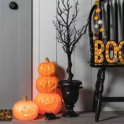 Hyde & EEK! Boutique Light Up Triple Stacked Pumpkin Orange Halloween Decorative Prop - Hyde & EEK! Boutique™
