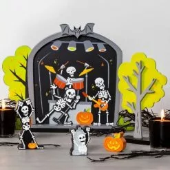 Hyde & EEK! Boutique 4pc Mini Mantel Wood Accessory Dancing Skeletons Halloween Decorative Prop - Hyde & EEK! Boutique™