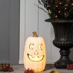 Hyde & EEK! Boutique 16" Lit Pumpkin White Halloween Decorative Prop - Hyde & EEK! Boutique™