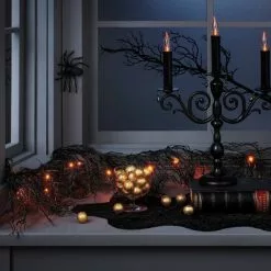 Hyde & EEK! Boutique 6' LED Black Glitter Garland Orange Halloween String Lights with Timer - Hyde & EEK! Boutique™