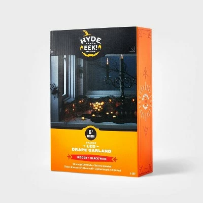 Hyde & EEK! Boutique 6' LED Black Glitter Garland Orange Halloween String Lights with Timer - Hyde & EEK! Boutique™ 4 Hyde & EEK! Boutique 6' LED Black Glitter Garland Orange Halloween String Lights with Timer - Hyde & EEK! Boutique™ - Image 2