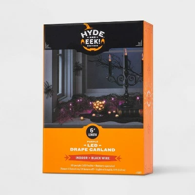 Hyde & EEK! Boutique 6' LED Black Glitter Garland Purple Halloween String Lights with Timer - Hyde & EEK! Boutique™ 3 Hyde & EEK! Boutique 6' LED Black Glitter Garland Purple Halloween String Lights with Timer - Hyde & EEK! Boutique™