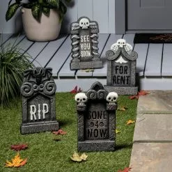 Hyde & EEK! Boutique 4pk Foam Gray and White Tombstone Halloween Decorative Prop - Hyde & EEK! Boutique™