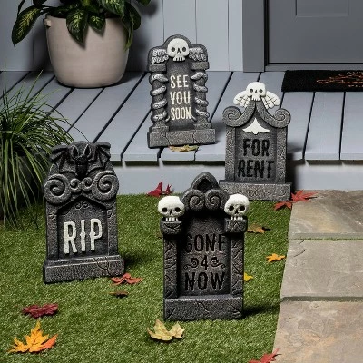 Hyde & EEK! Boutique 4pk Foam Gray and White Tombstone Halloween Decorative Prop - Hyde & EEK! Boutique™ 3 Hyde & EEK! Boutique 4pk Foam Gray and White Tombstone Halloween Decorative Prop - Hyde & EEK! Boutique™