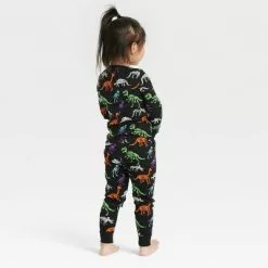 Toddler Halloween Dino Skeletons Matching Family Pajama Set - Hyde & EEK! Boutique™ Black