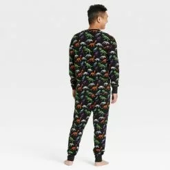 Men's Halloween Dino Skeletons Family Pajama Set - Hyde & EEK! Boutiqueâ„¢ Black