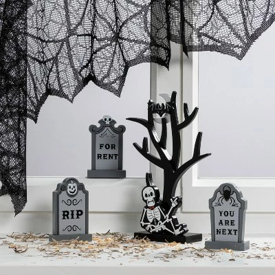 Hyde & EEK! Boutique 4pc Mini Mantel Wood Tree with Gravestones Halloween Decorative Prop - Hyde & EEK! Boutique™ 3 Hyde & EEK! Boutique 4pc Mini Mantel Wood Tree with Gravestones Halloween Decorative Prop - Hyde & EEK! Boutique™