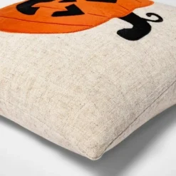 Hyde & EEK! Boutique Pumpkin Square Throw Pillow Ivory/Orange - Hyde & EEK! Boutique™ -Hyde & EEK! Shop unnamed file 407